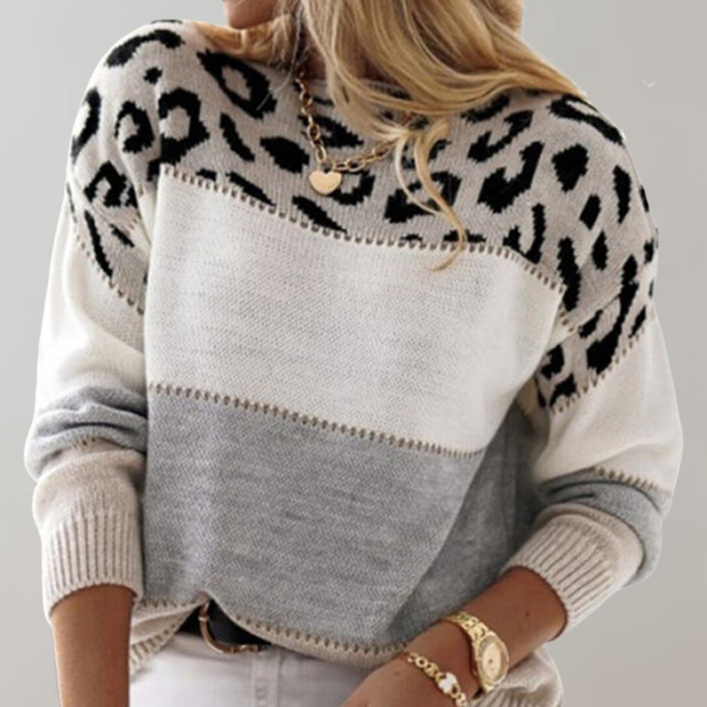 Diane™ | Leopard Accent Knit Sweater
